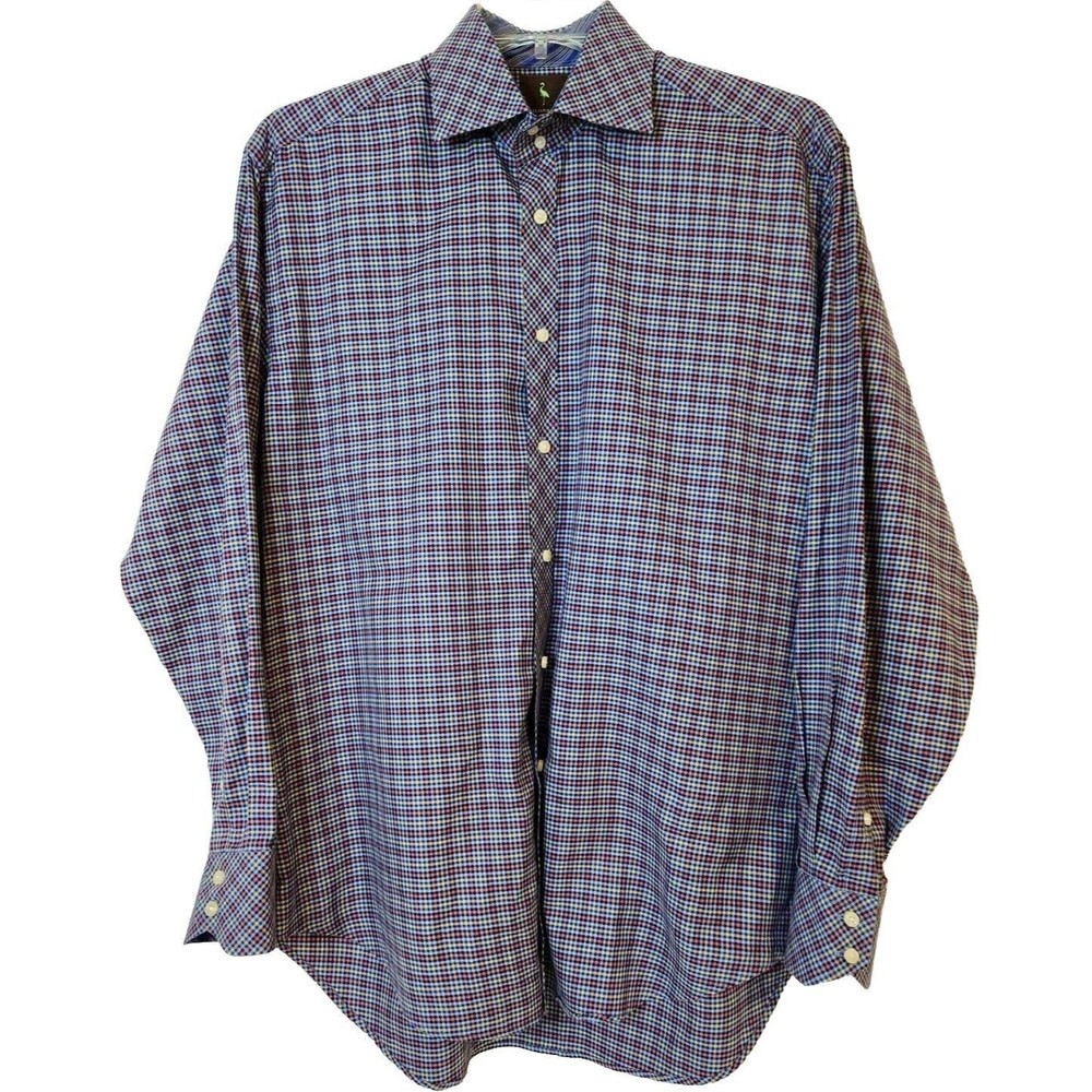 TAILORBYRD Collection Blue Red Yellow Shirt Plaid Flip Cuff Men's Size Large